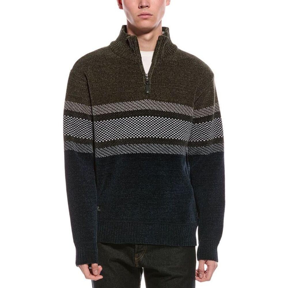 Point Zero Mens  Semi Fit 1/4-Zip Mock Neck Sweater, Blue